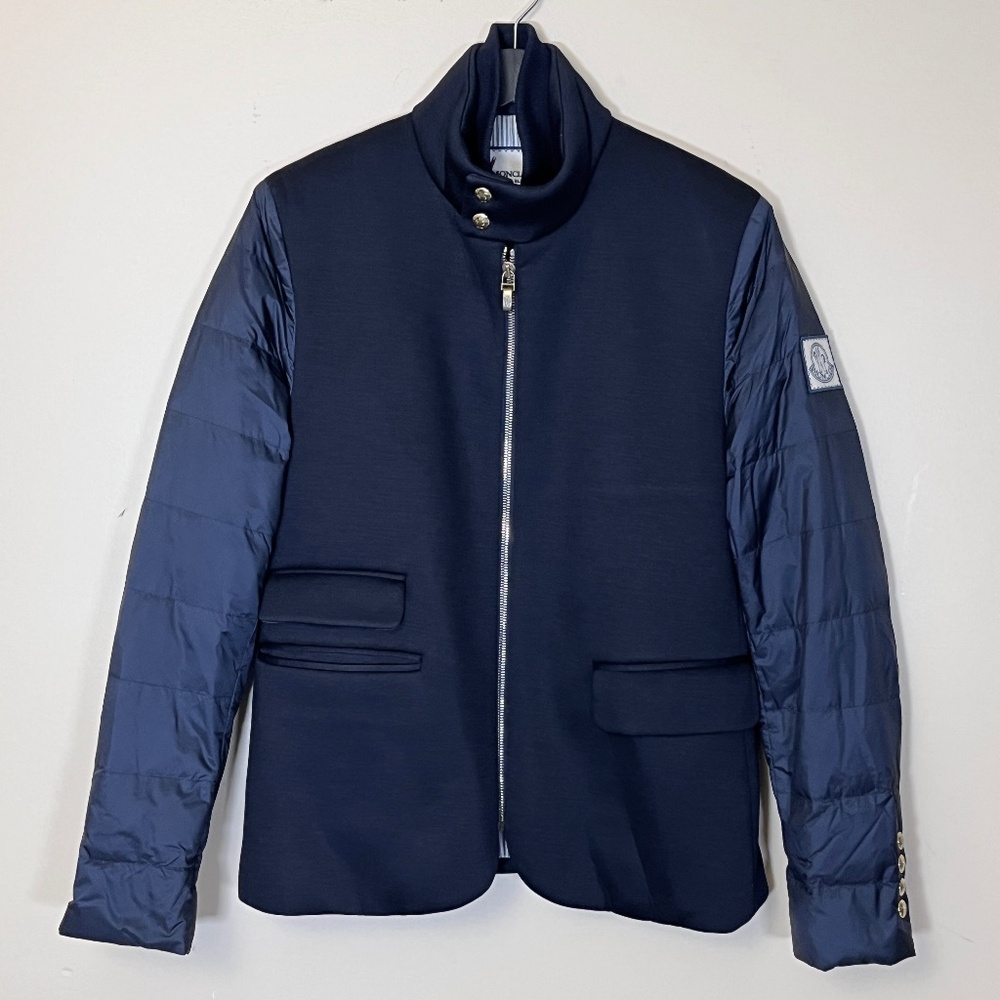 Moncler Gamme Bleu Down Wool Classe 1 Full Zip Jacket - Men's Size 0 - Dark Blue